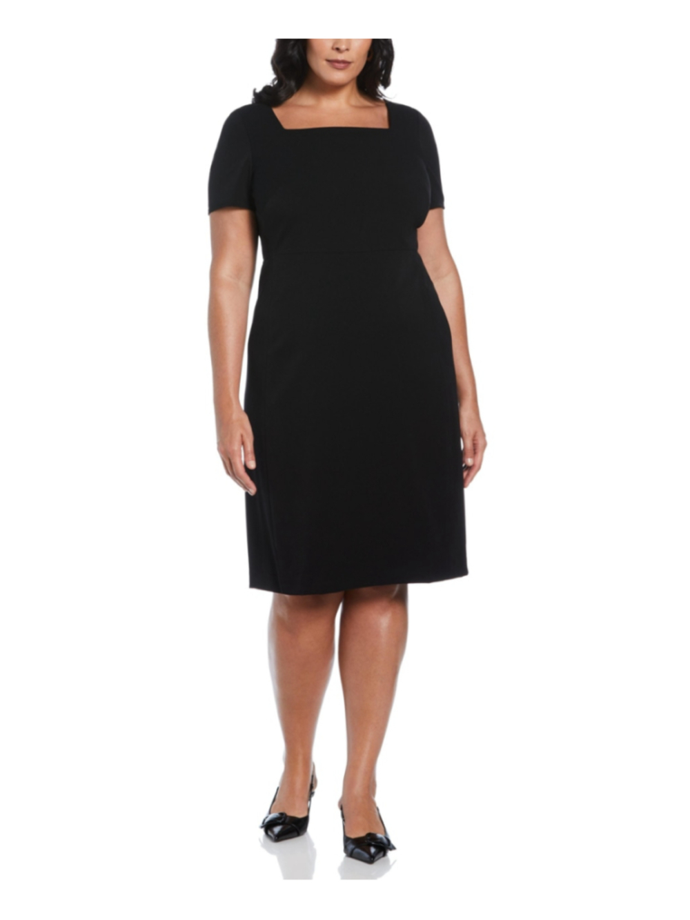 Rafaella Plus Size 22W Black Square Neck Short Sleeve Formal Dress NWT